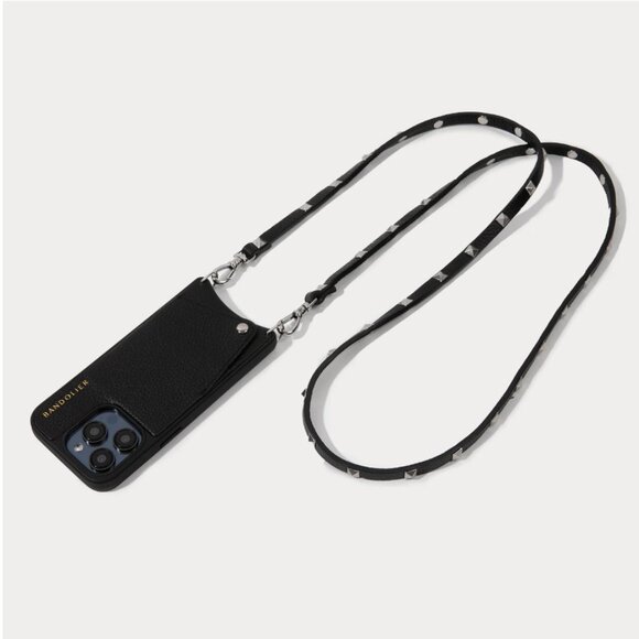 SARAH Bandolier Crossbody Phone Case in Black/Silver Iphone 12/12 Pro - Picture 1 of 5